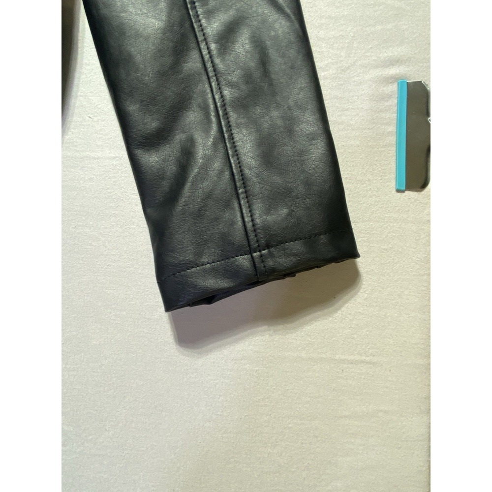 GUESS‎ Los Angeles Womens Faux Leather Moto Jacket Removable Hood Black Medium - Picture 11 of 16